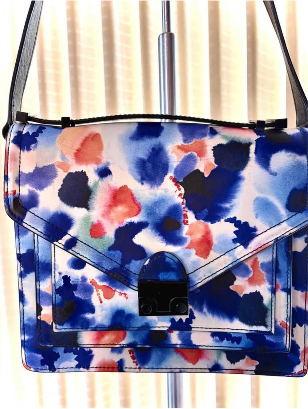 Loeffler Randall Ink Floral Leather Medium Rider Satchel. NWOT.